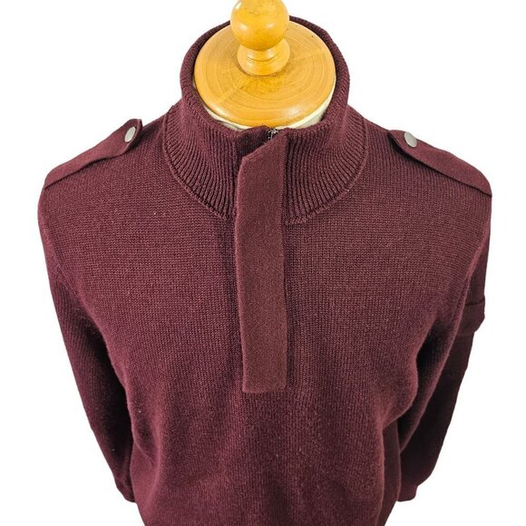 Banana Republic 1/4 Zip Sweater Mock Neck Purple Wool Blend Mens M - Picture 5 of 12